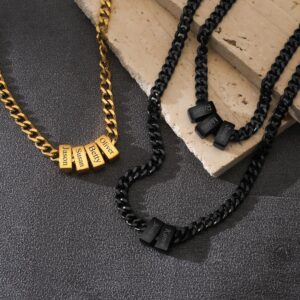 Personalized Engraved Name Bead Chain Necklace-Dad Gift